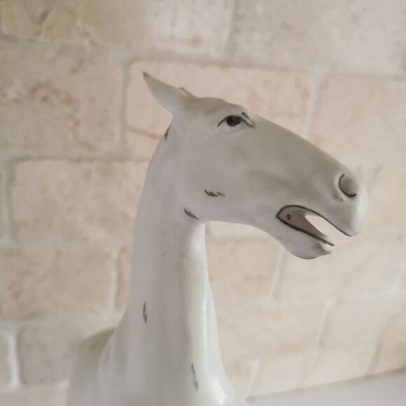 Royal Dux Rearing White Horse Cobalt Blue Base Matte Porcelain Czech Bohemia - Picture 8 of 15